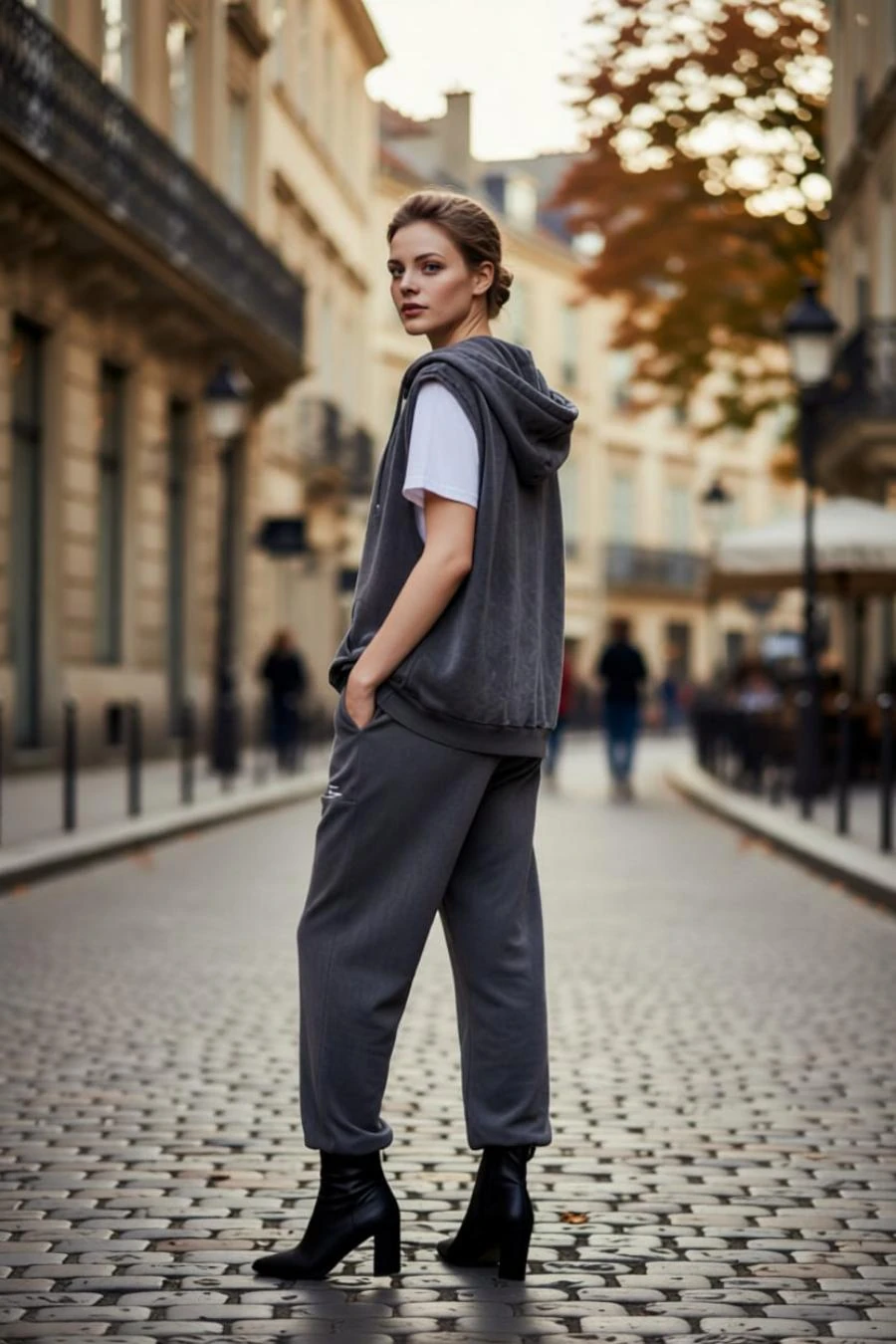 Kapüşonlu Pul Payet Taş İşlemeli Lazer Kesim Fermuarlı Cepli %100 Organik Pamuk Yelek