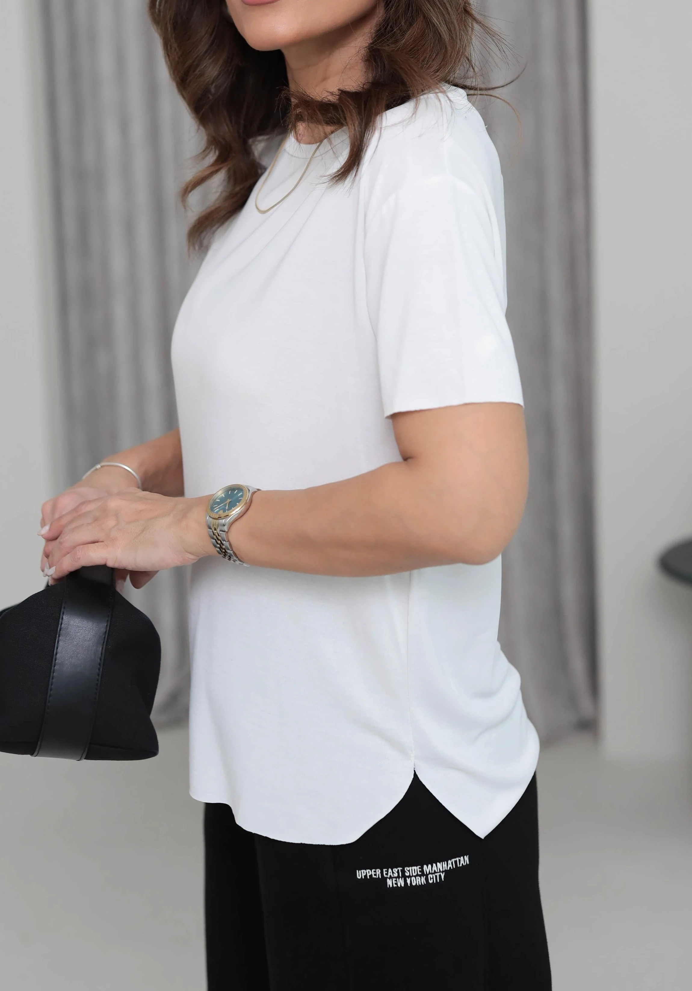 Yuvarlak Yaka Kol Etek Lazer Kesim Modal T-shirt