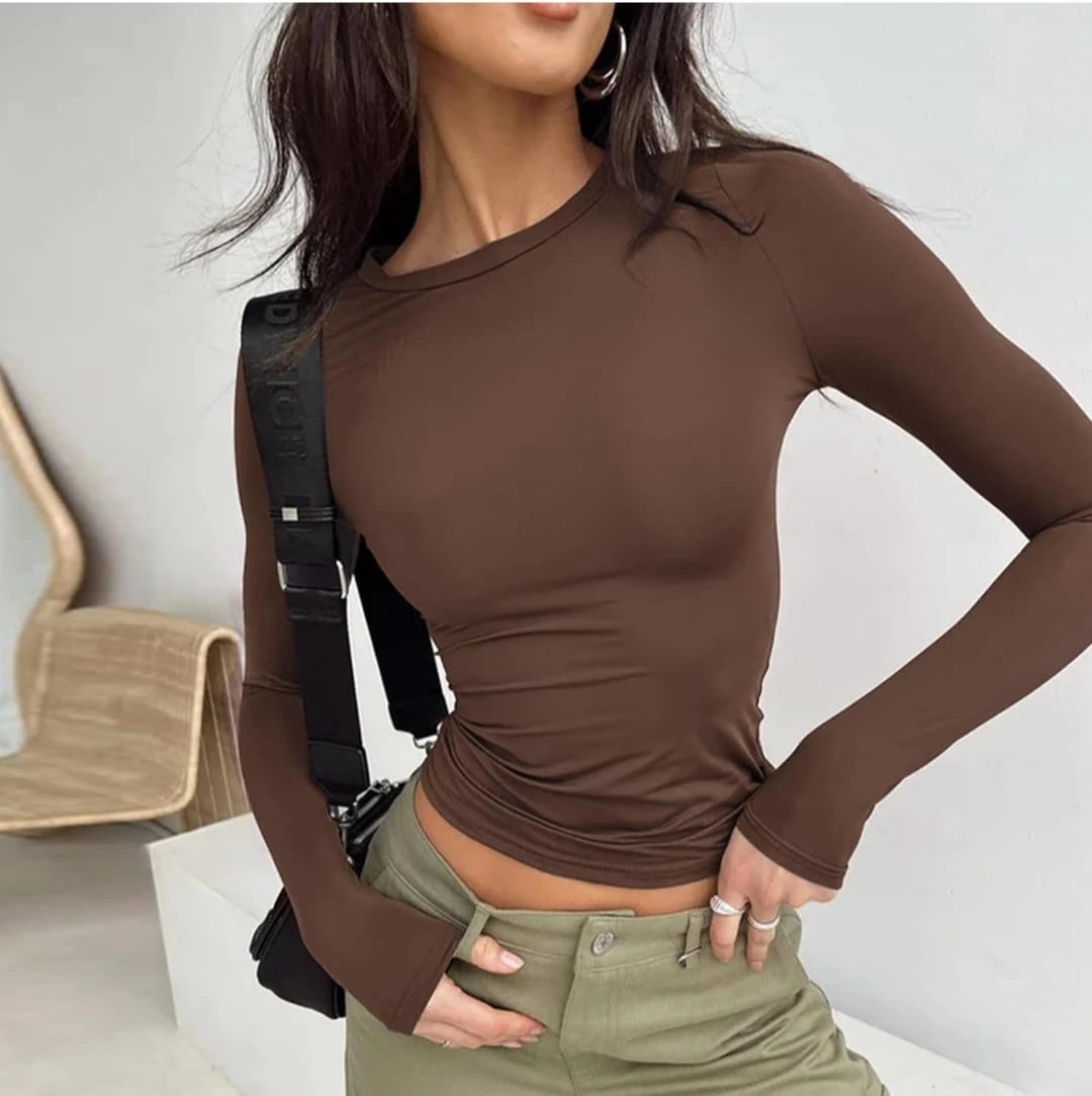 Parmak Geçirmeli Body Modal Kumaş Yumuşak Esnek Bisiklet Yaka 