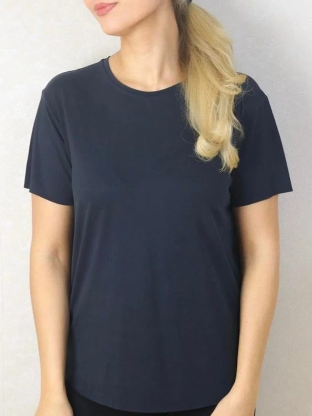 Yuvarlak Yaka Kol Etek Lazer Kesim Modal T-shirt