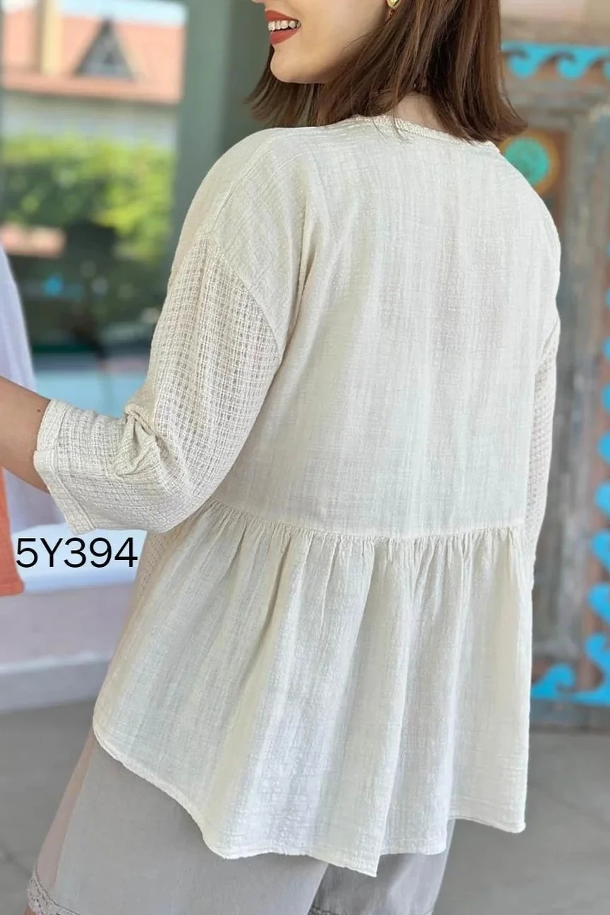 Oversize Hırka Önden Bağlamalı Bel Detaylı Truvakar Kol Biye Detay %100 Pamuk