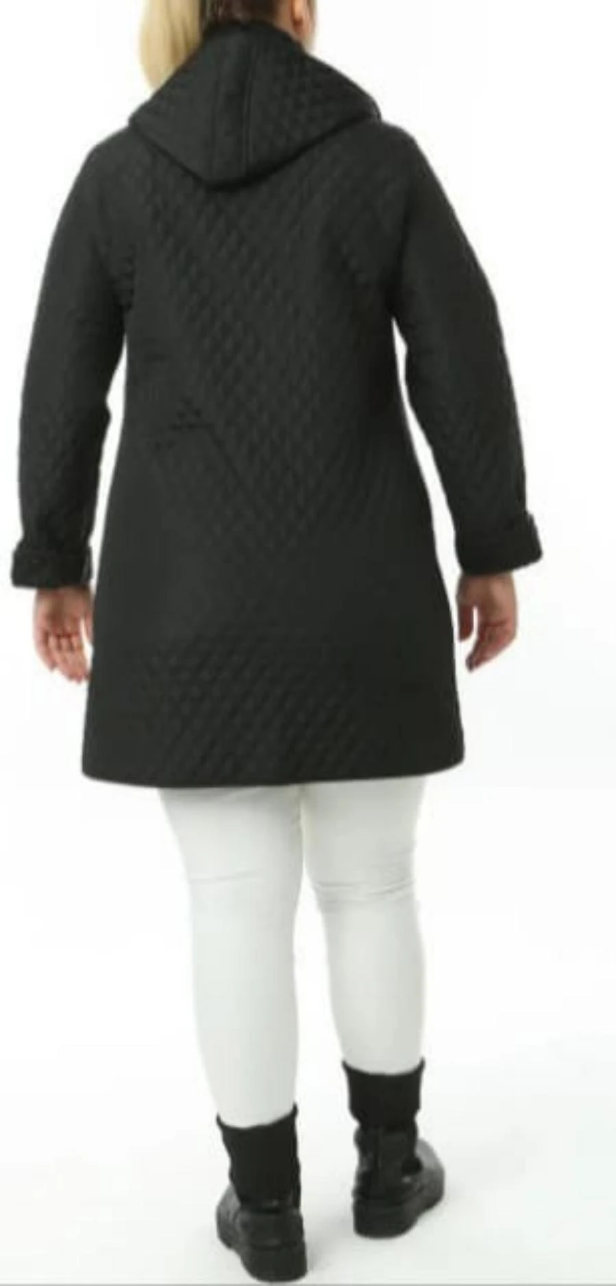 İçi Polar Cepli Çıkarılabilir Kapüşonlu Kapitone Kaban Mont (Dar Kalıptır)