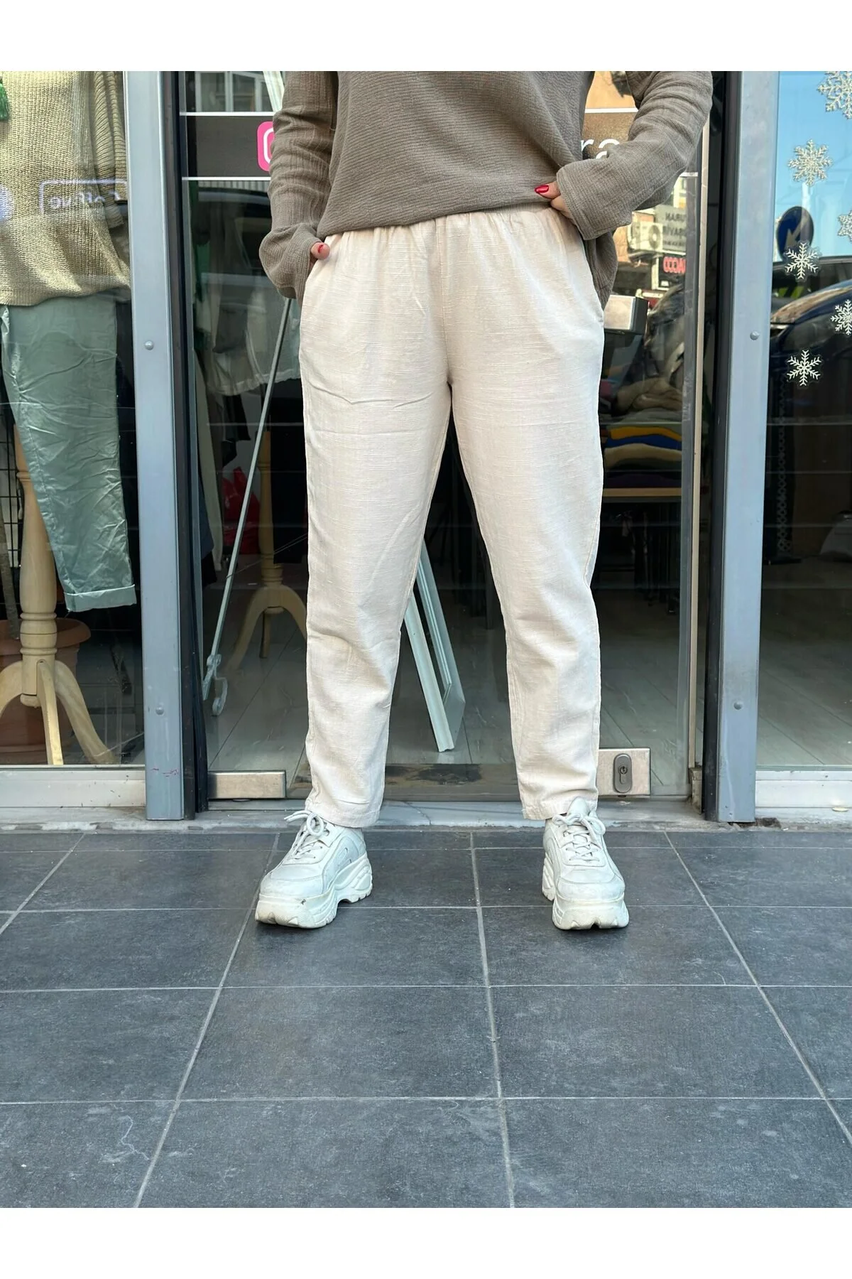İtalyan Tasarım Keten Pantolon %100 Pamuk