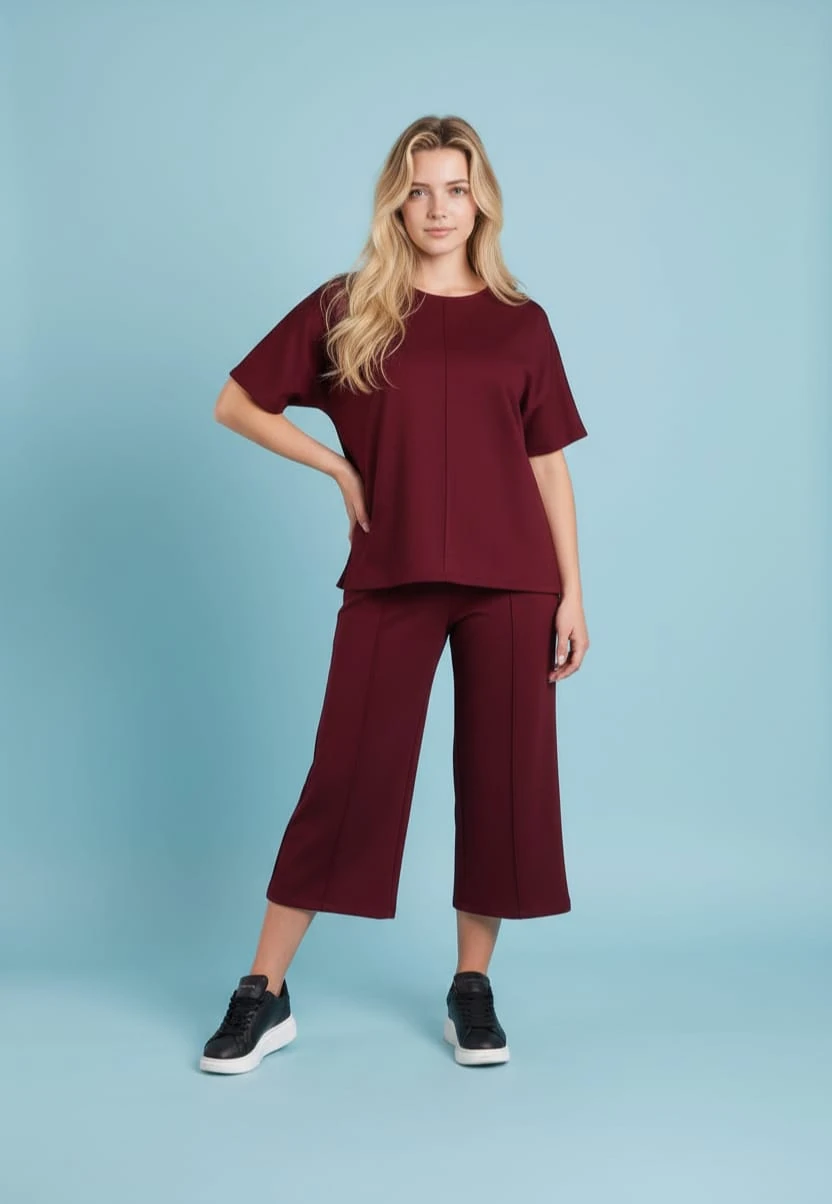 Büyük Beden Bisiklet Yaka Kısa Kollu Takım