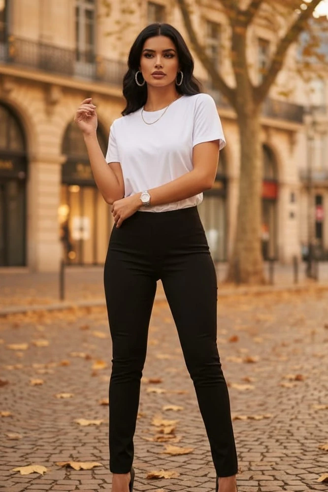 Yuvarlak Yaka Kol Etek Lazer Kesim Modal T-shirt