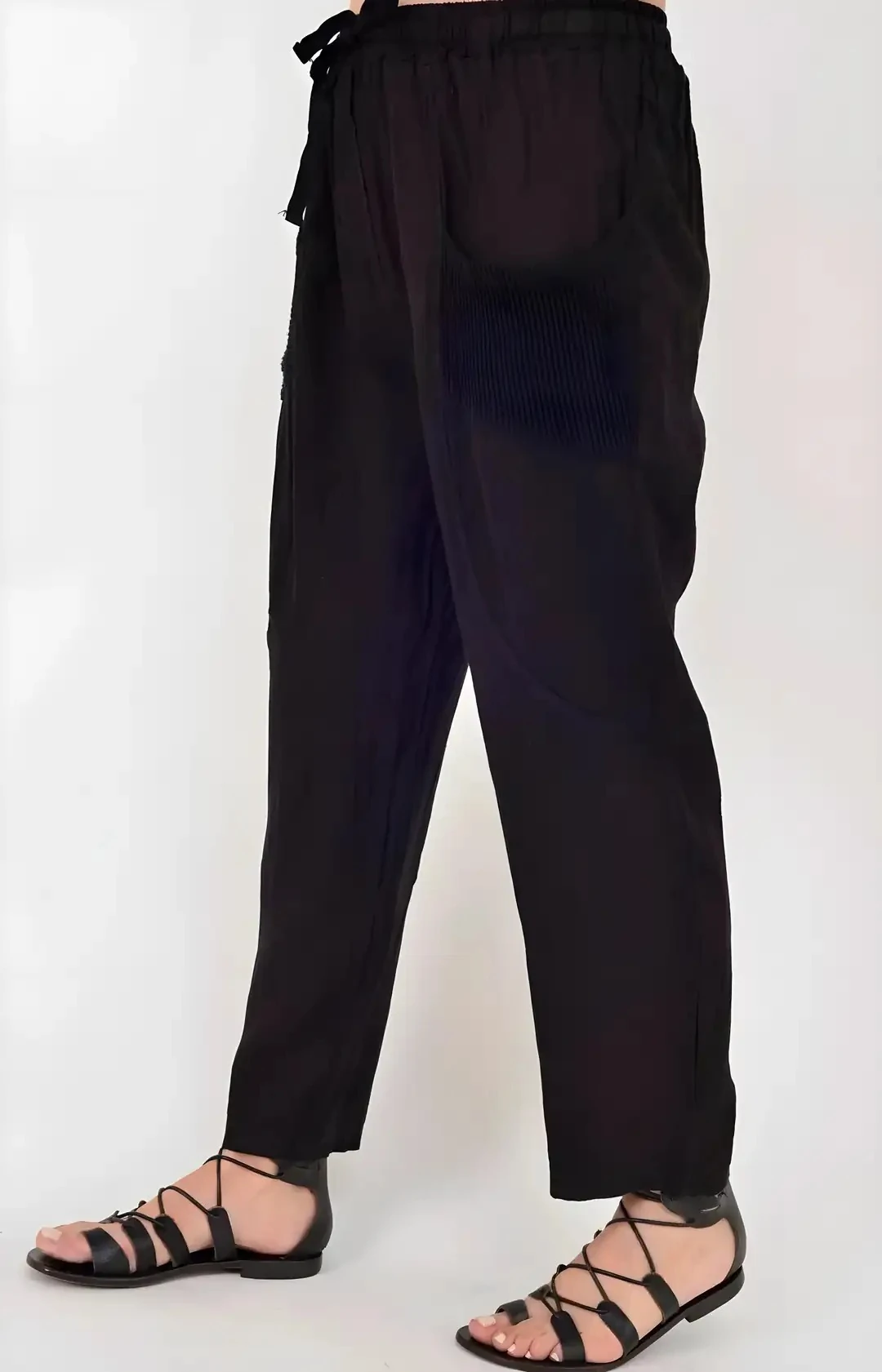 File Cep Detay Keten Pantolon