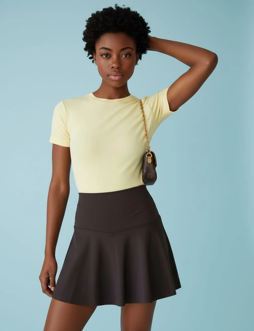 Kısa Kollu Bisiklet Yaka Basic Viscon Likralı Body