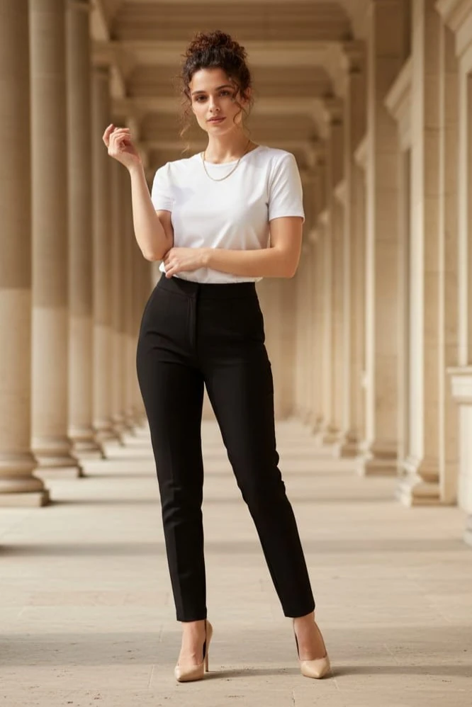 Yuvarlak Yaka Kol Etek Lazer Kesim Modal T-shirt