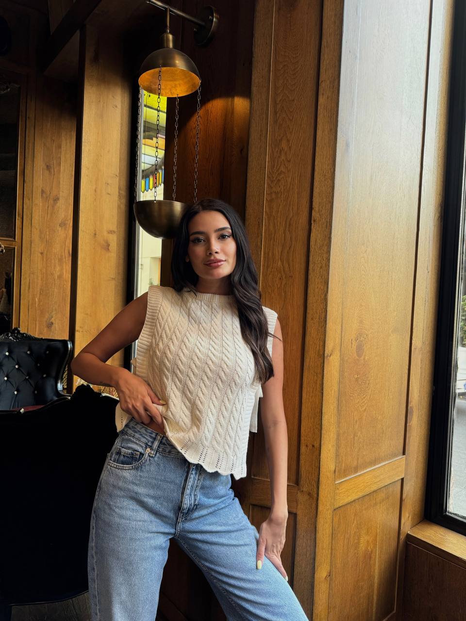 Yandan Bağlama Detaylı Saç Örgü Süveter