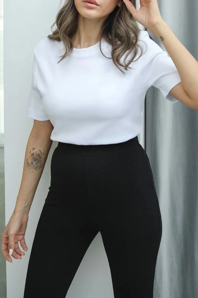 Bisiklet Yaka Basic T-Shirt %100 Pamuk