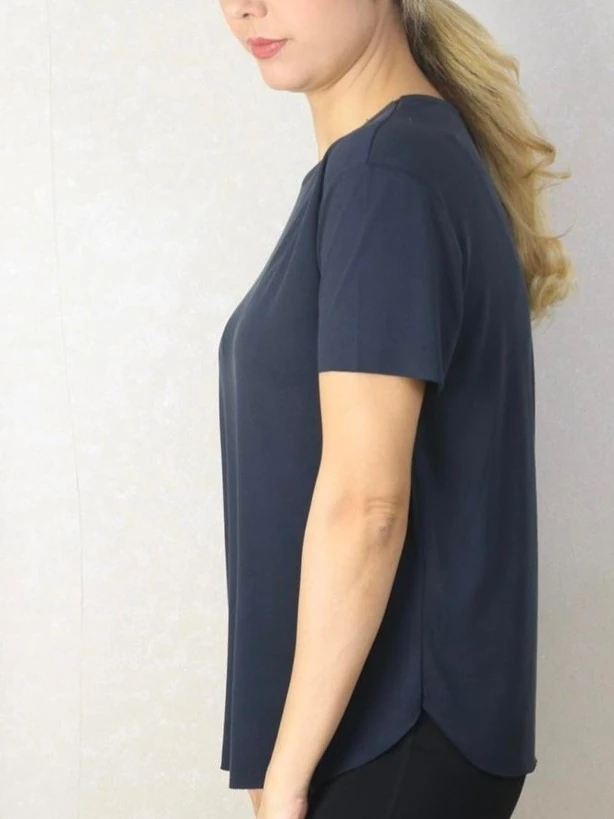 Yuvarlak Yaka Kol Etek Lazer Kesim Modal T-shirt