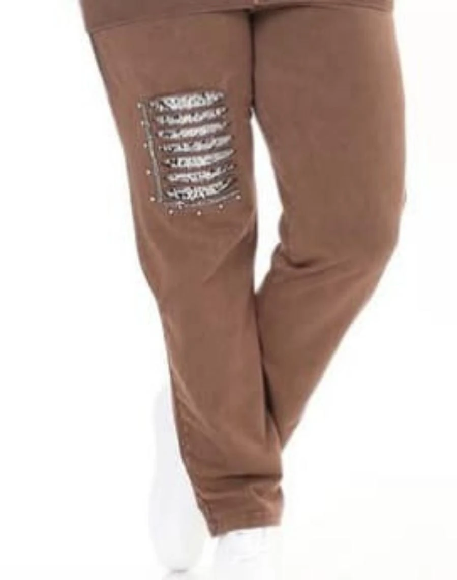 Kapüşonlu Pul Payet Taş İşlemeli Lazer Kesim Cepli Fermuarlı Pamuk Eşofman Takımı 