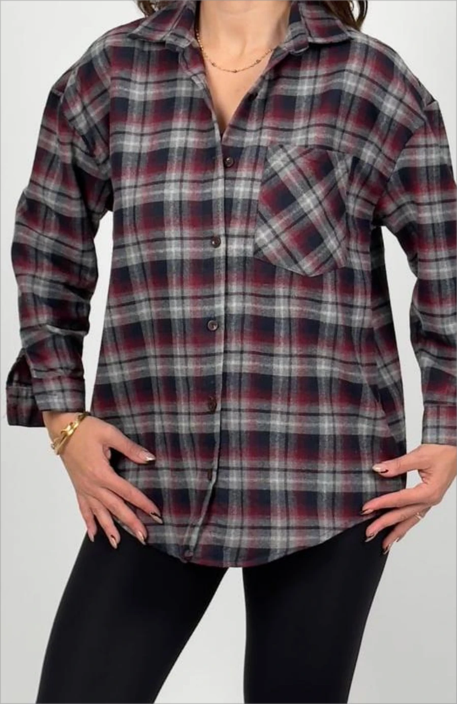 Oversize %100 Pamuk Ekose Gömlek 