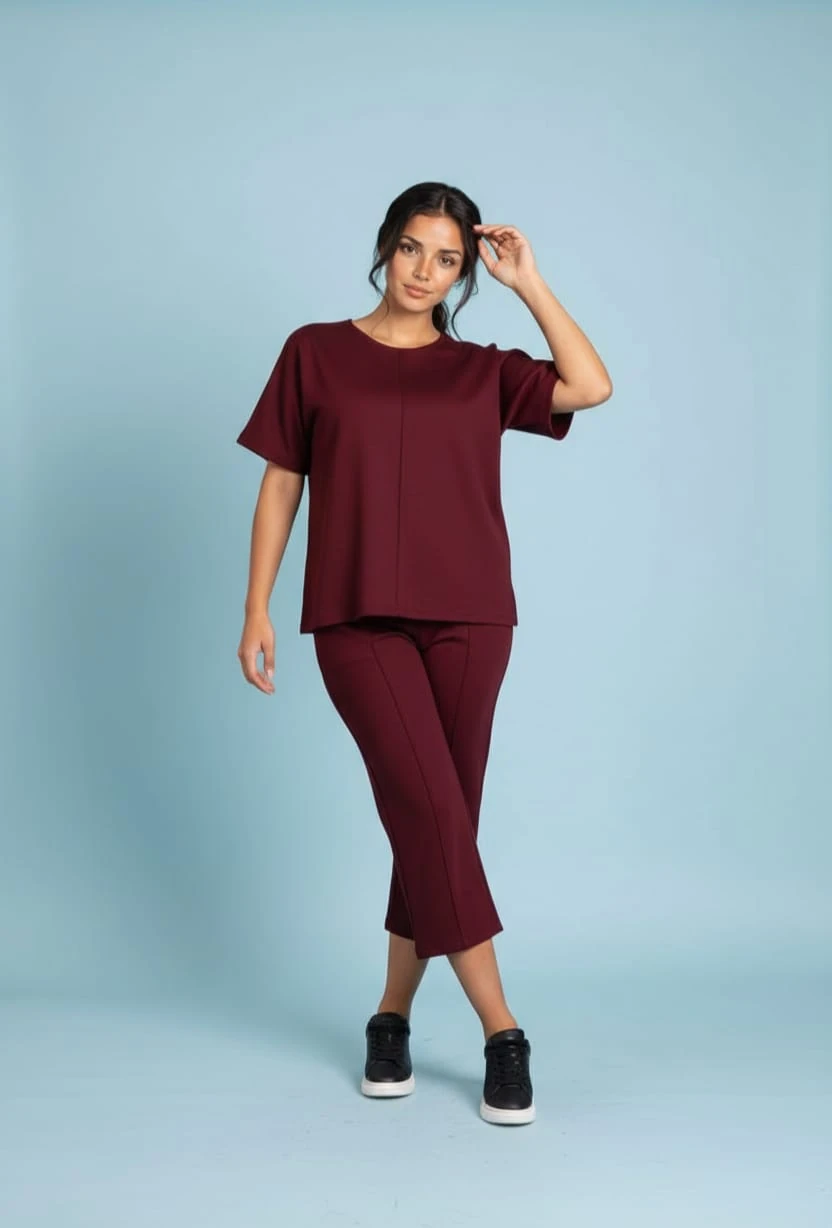 Büyük Beden Bisiklet Yaka Kısa Kollu Takım