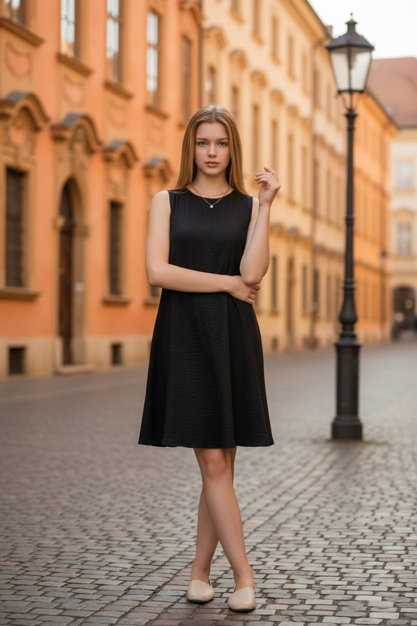 Sıfır Kol Yuvarlak Yaka Çan Elbise 