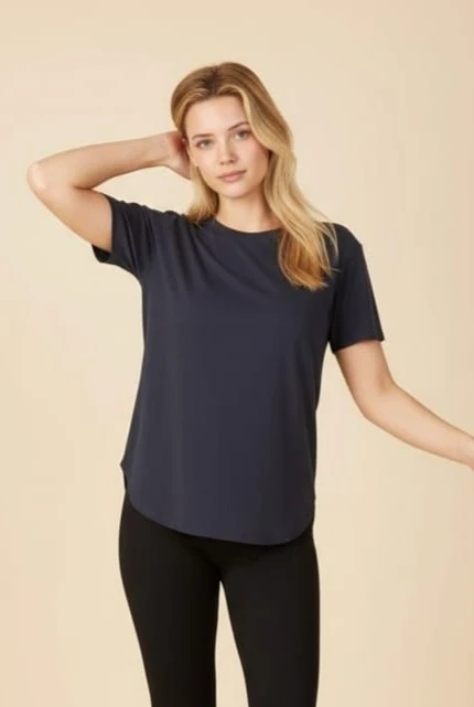 Yuvarlak Yaka Kol Etek Lazer Kesim Modal T-shirt