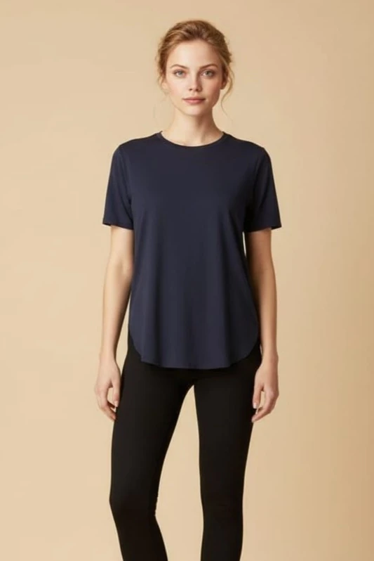 Yuvarlak Yaka Kol Etek Lazer Kesim Modal T-shirt