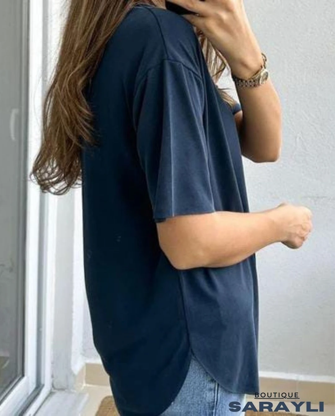 Yuvarlak Yaka Kol Etek Lazer Kesim Modal T-shirt