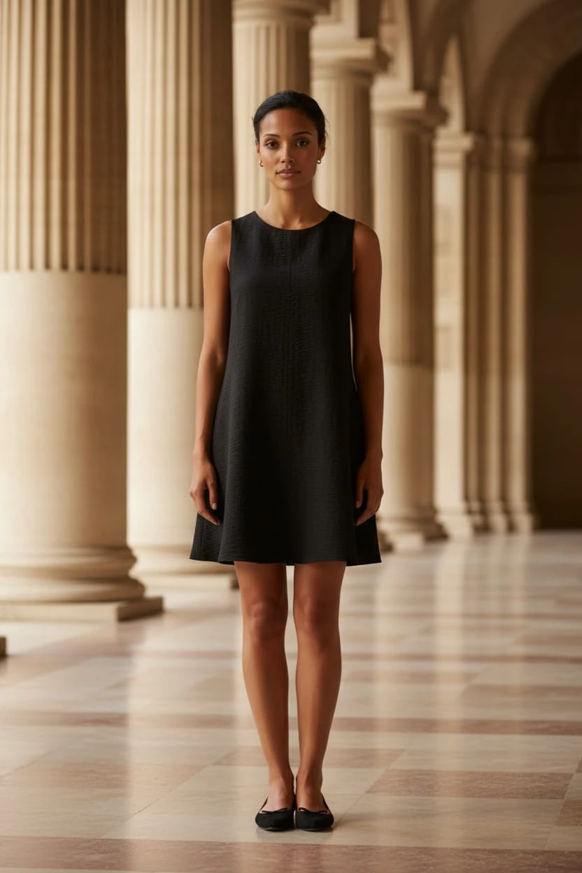 Sıfır Kol Yuvarlak Yaka Çan Elbise 