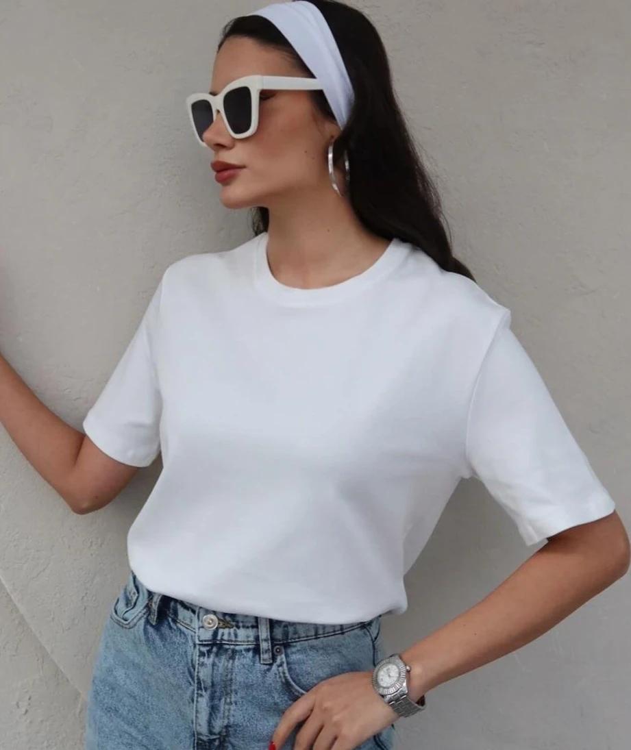 Bisiklet Yaka Basic T-Shirt %100 Pamuk