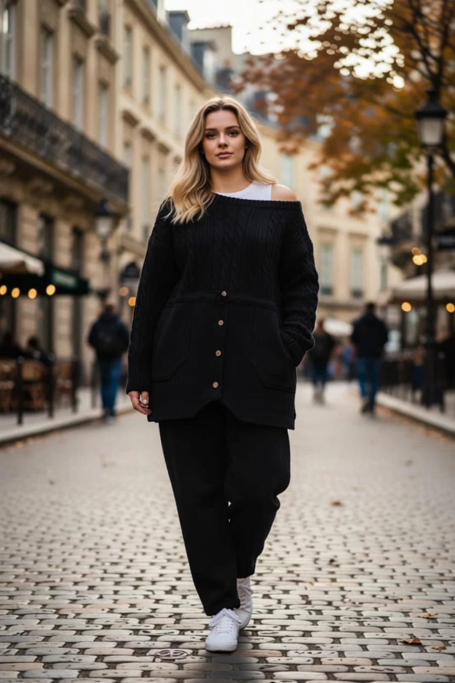 Ön Dikiş Detay Cepli Beli Lastikli %100 Organik Pamuk Örme Havuç Pantolon