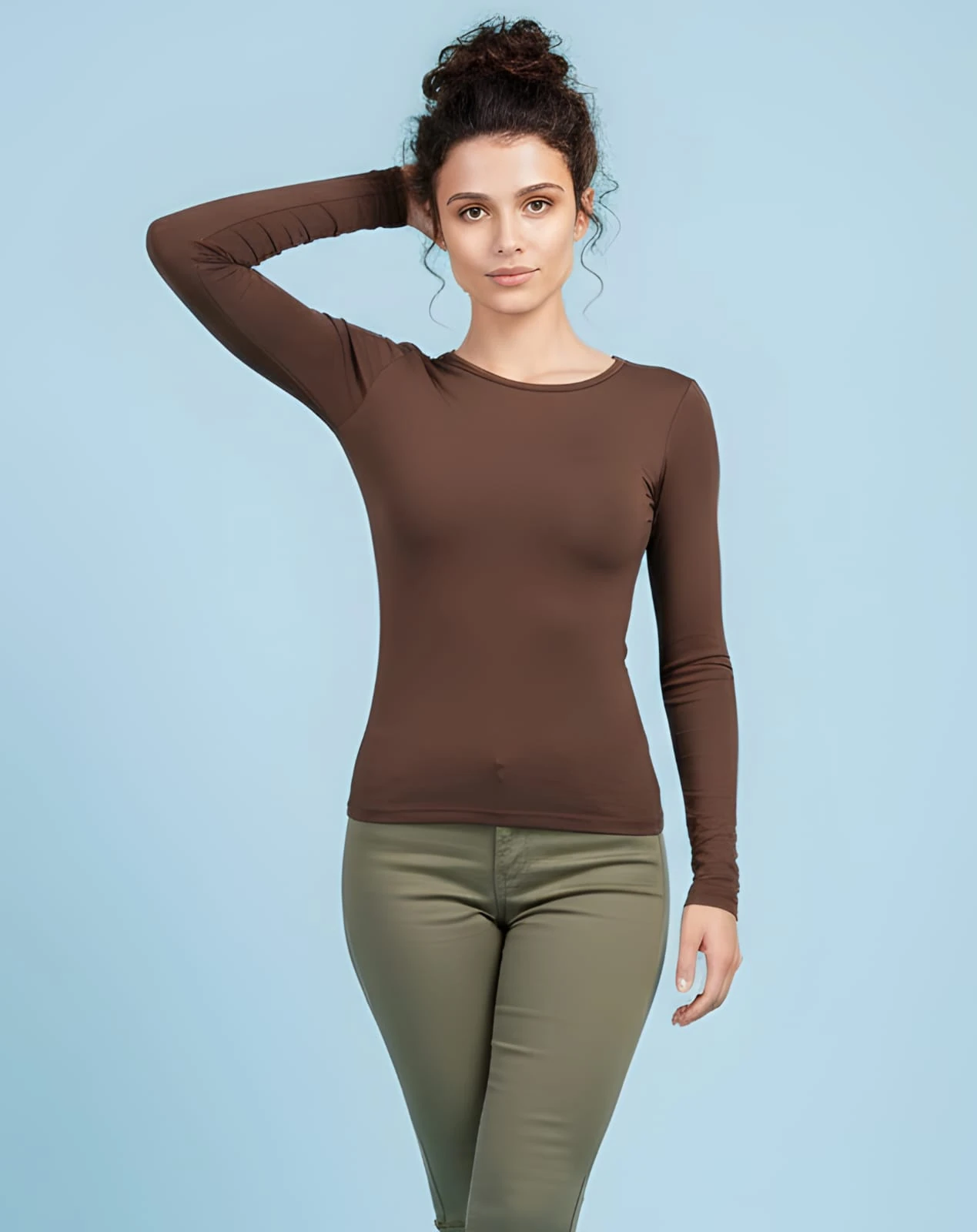 Parmak Geçirmeli Body Modal Kumaş Yumuşak Esnek Bisiklet Yaka 