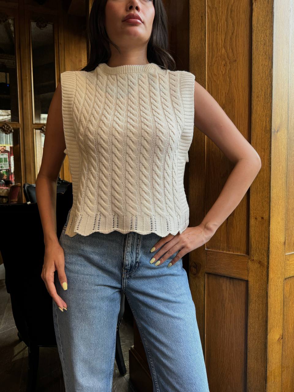 Yandan Bağlama Detaylı Saç Örgü Süveter