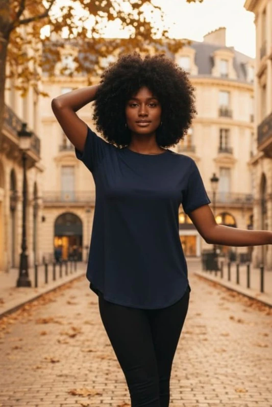 Yuvarlak Yaka Kol Etek Lazer Kesim Modal T-shirt