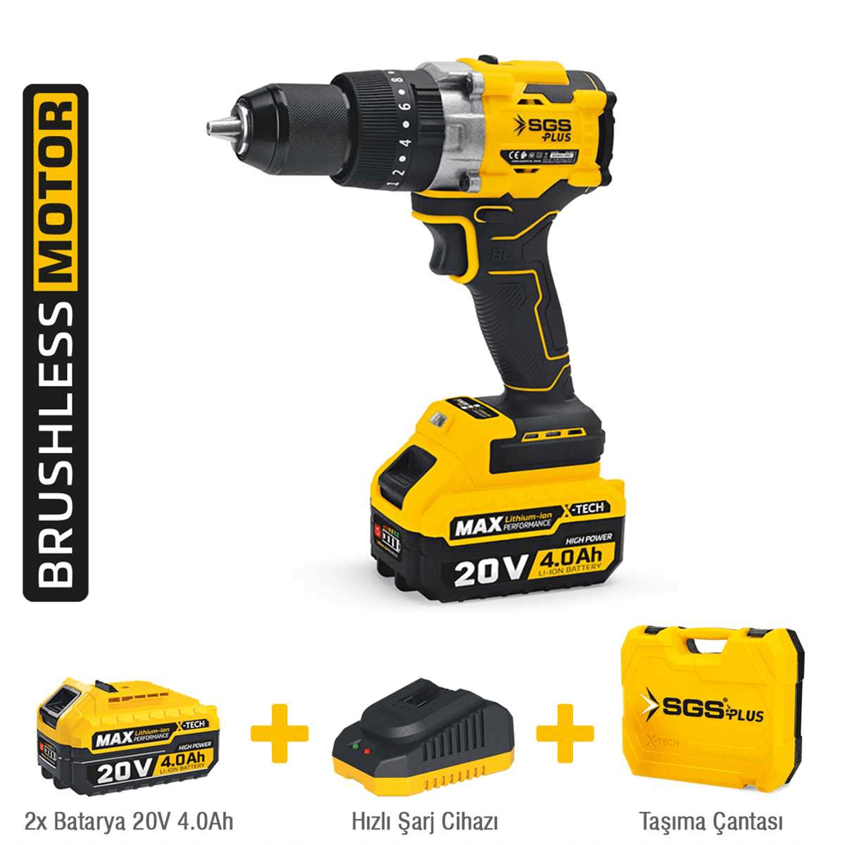 SGS AKÜLÜ DARBELİ MATKAP 130NM / 20 VOLT / 4 Ah / Kömürsüz SGS5533
