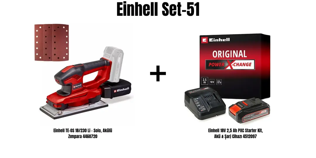 Einhell Set-51 (Einhell TE-OS 18/230 Li - Solo, Akülü Zımpara+