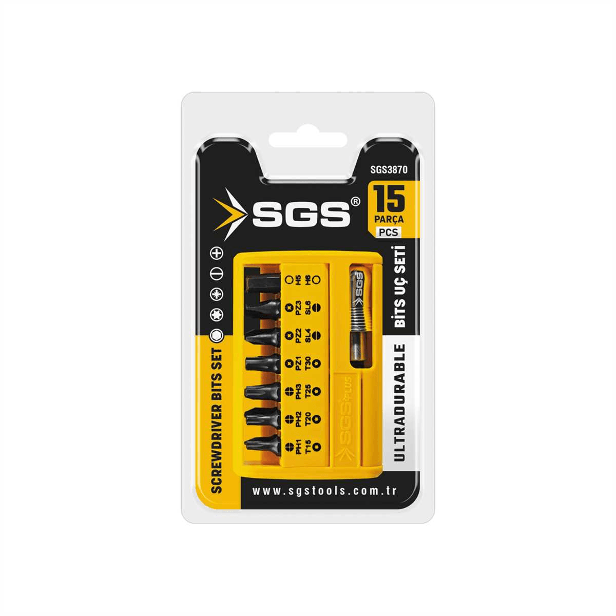 SGS BİTS UÇ VE HIZLI ADAPTÖR SETİ 15 PARÇA Sand-Pro Series SGS3870