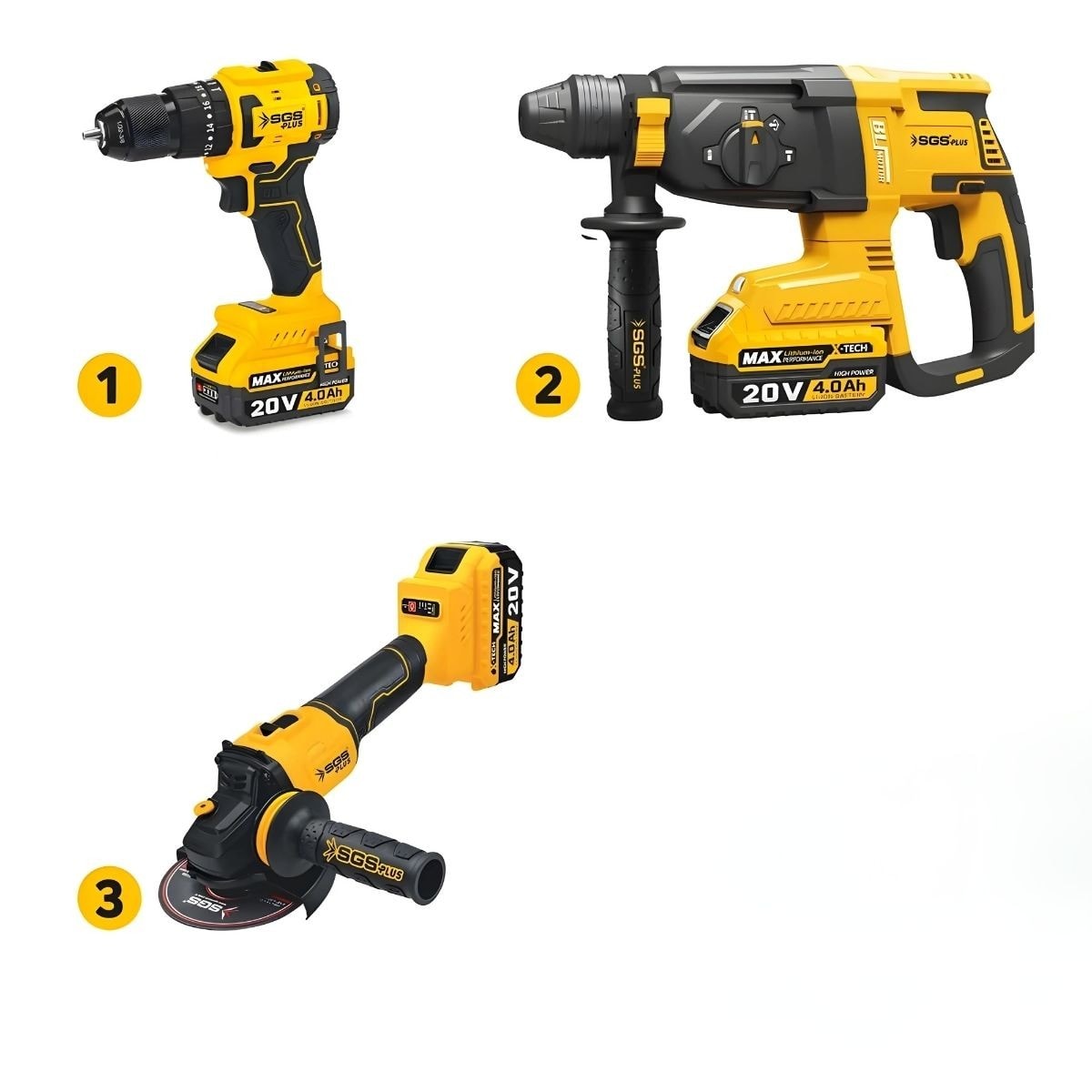 COMBO SET 3 PARÇA (Darbeli Matkap/Kırıcı-Delici Matkap/Avuç Taslama Makinesi) SGS5450