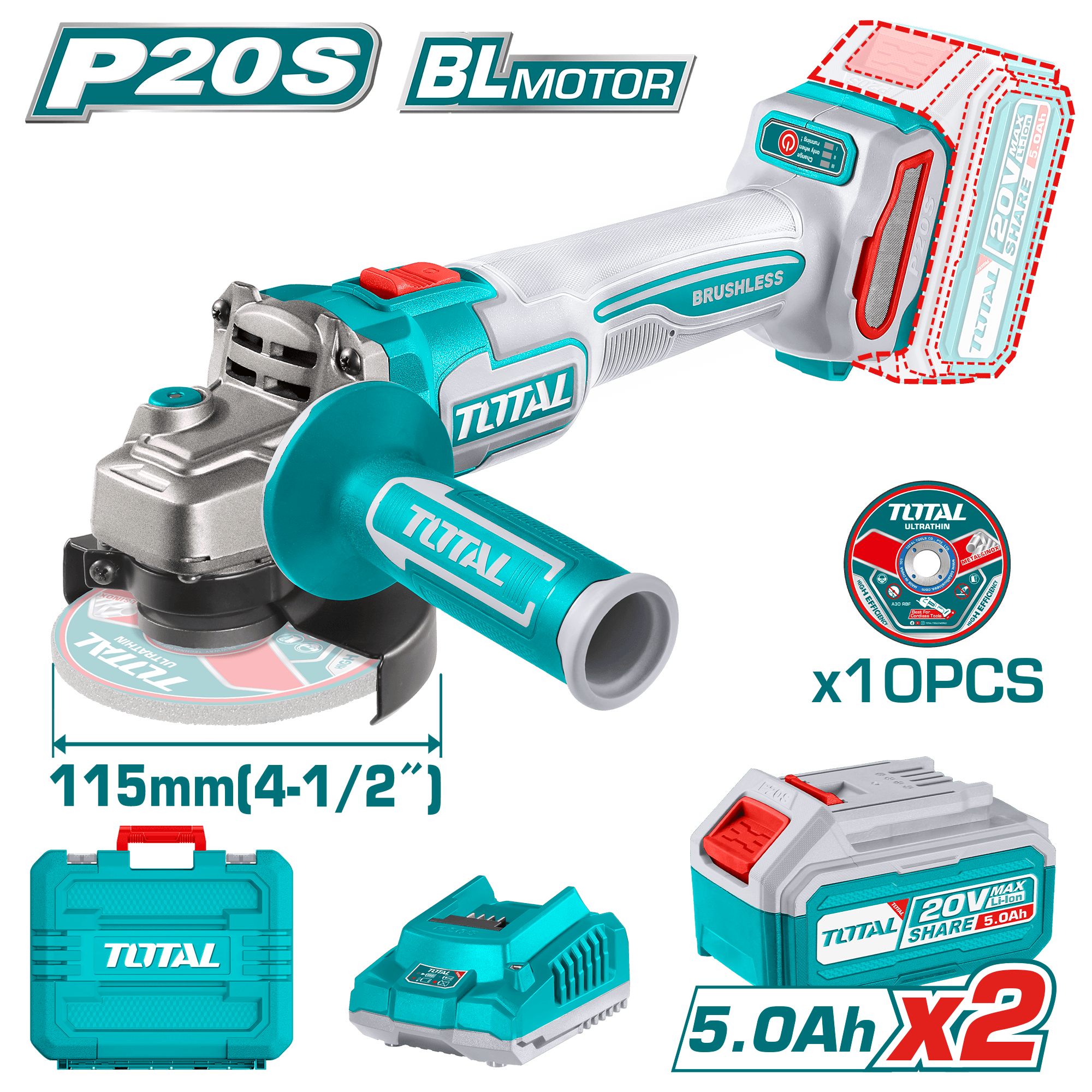 LI-ION AKÜLÜ KÖMÜRSÜZ TAŞLAMA 2x5.0AH