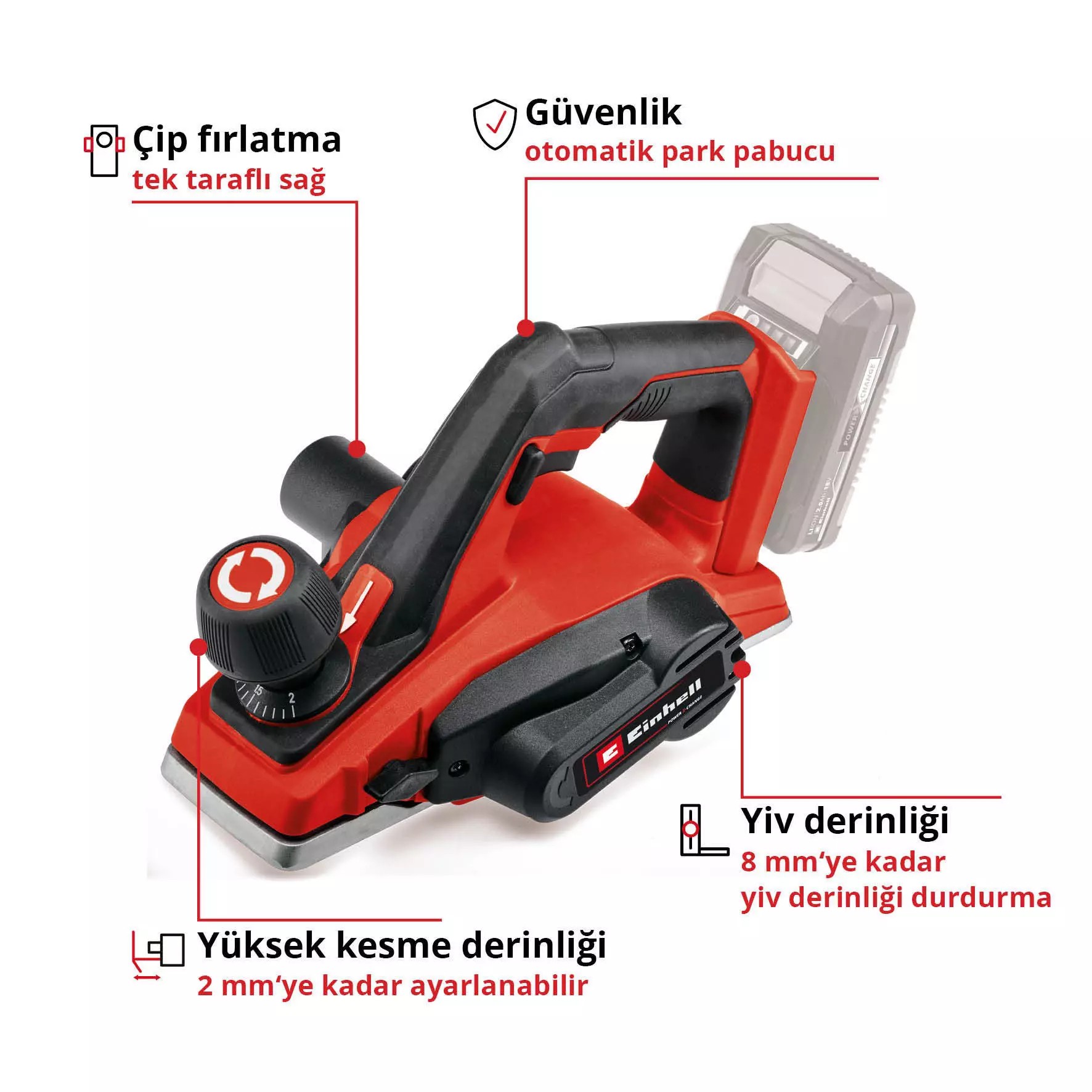 Einhell TE-PL 18/82 Li - Solo, Akülü Planya