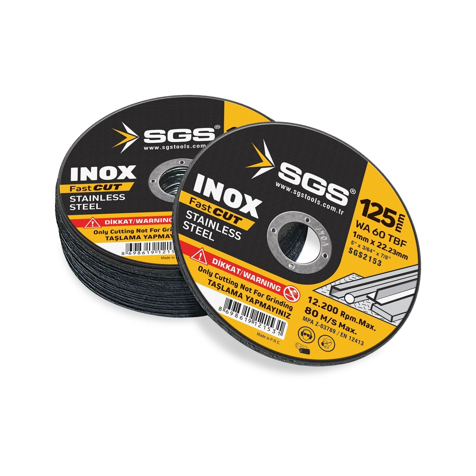 INOX KESİCİ 125MM x 1.0MM x 22MM (10 Adet)