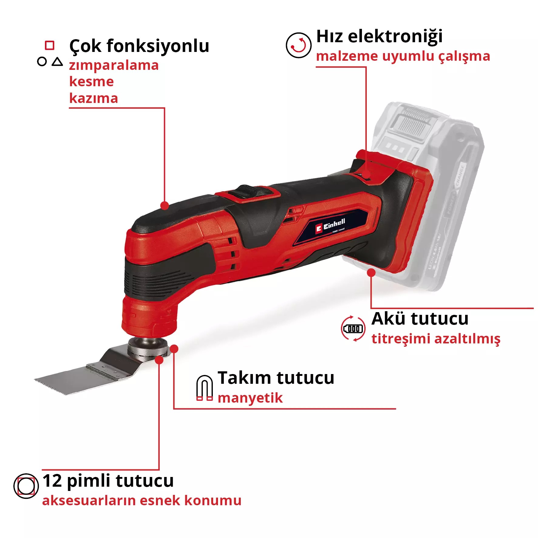 Einhell TC-MG 18 Li - Solo, Akülü Raspalama Makinesi