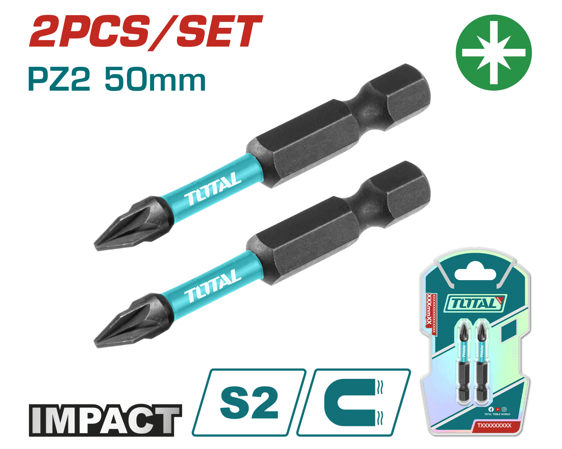 DARBELİ 50MM PZ2 BİTS UCU 2 Lİ