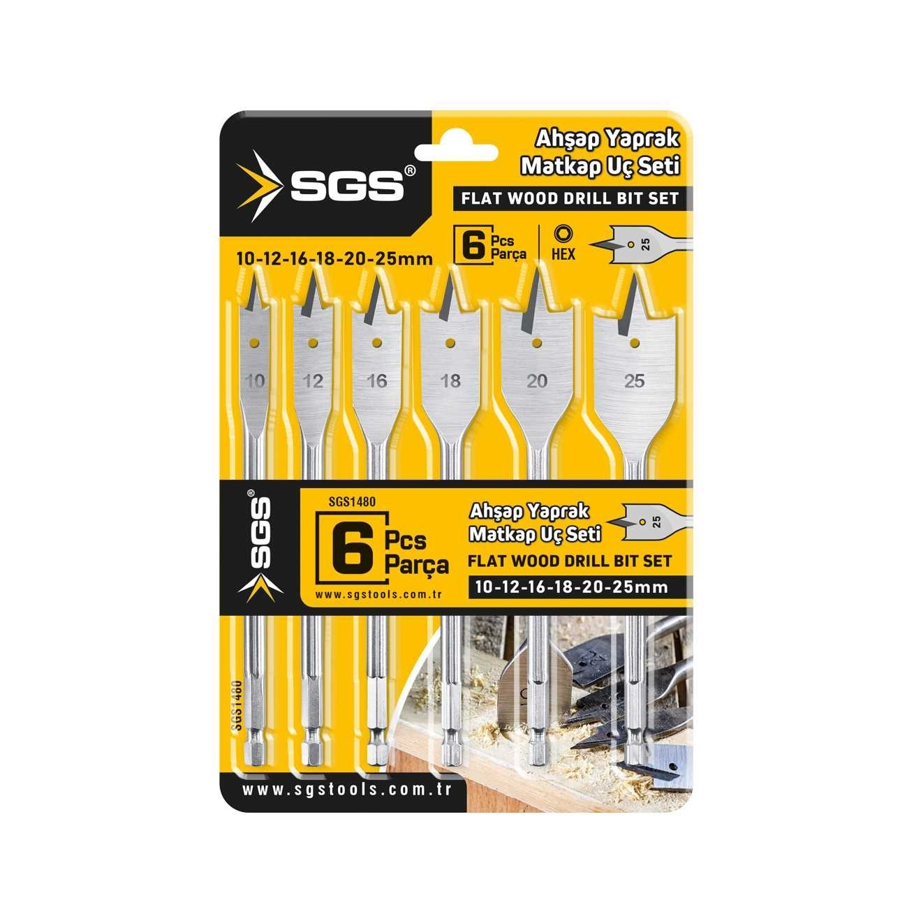 6 PARÇA YAPRAK AHŞAP MATKAP UCU SGS1480