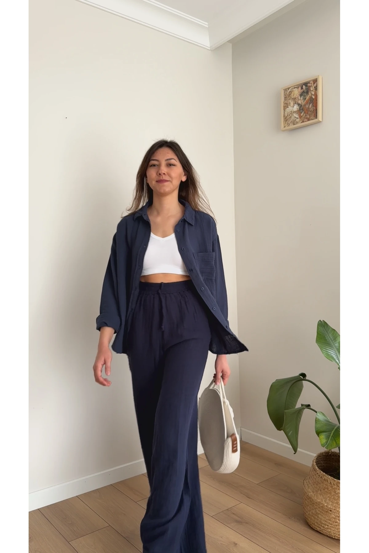 Müslin Gömlek - Lacivert