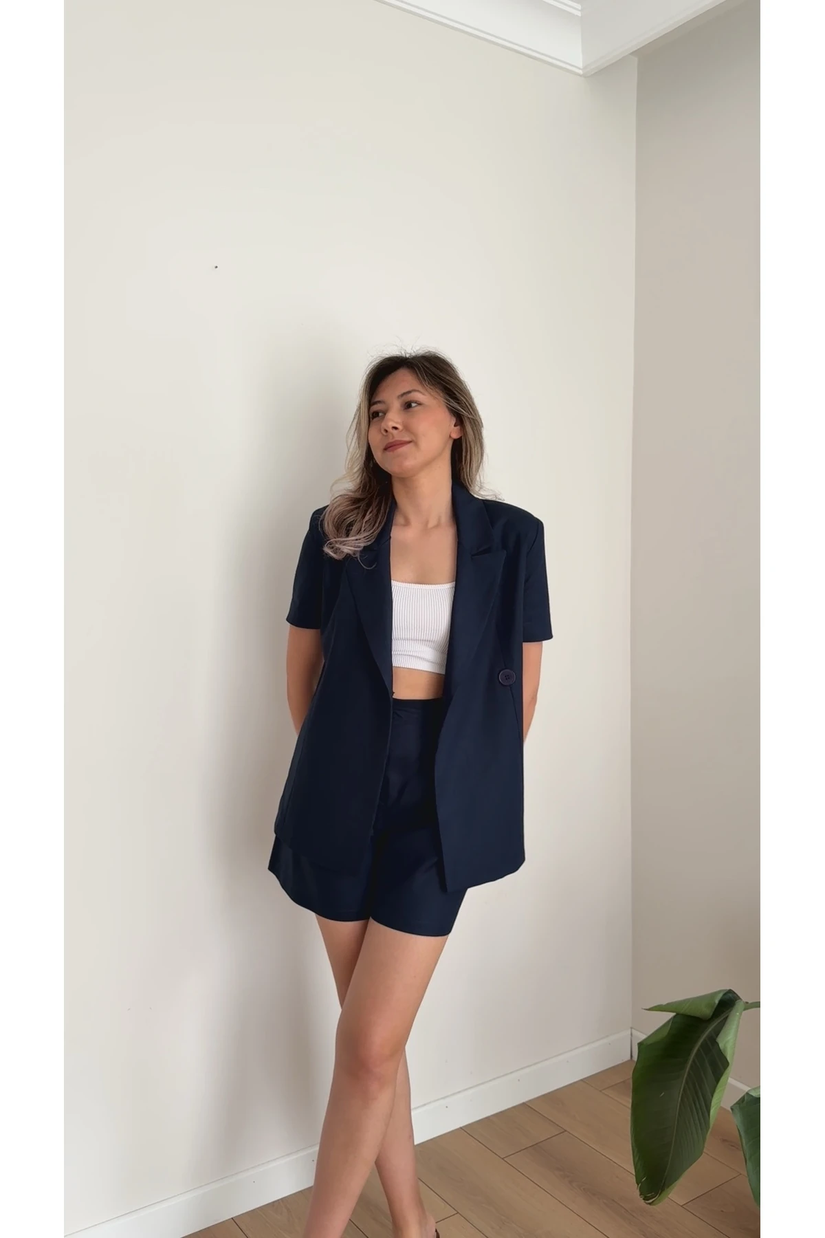Premium Ceket Şort Takım - Lacivert