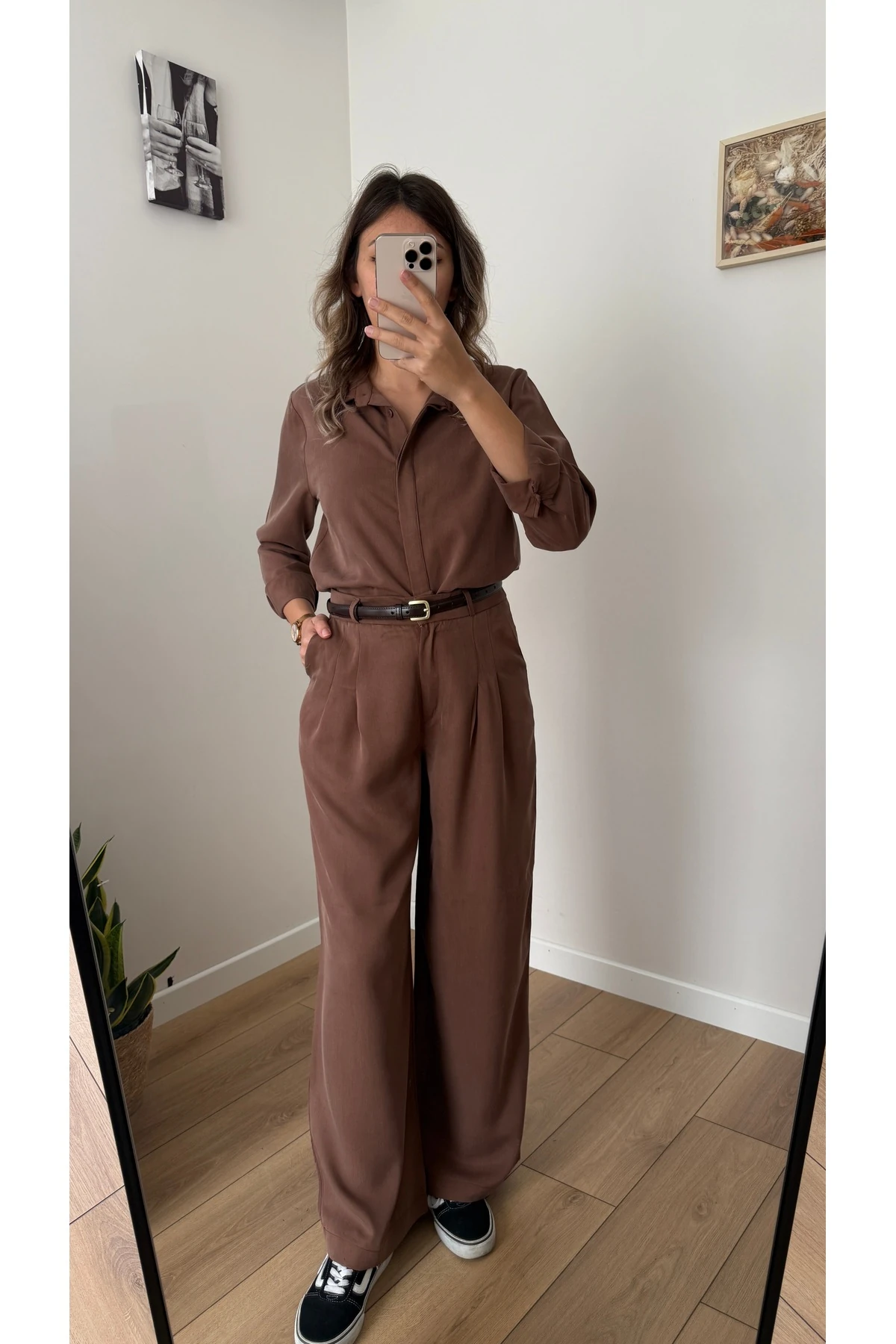 Gömlek Pantolon Takım - Kahverengi