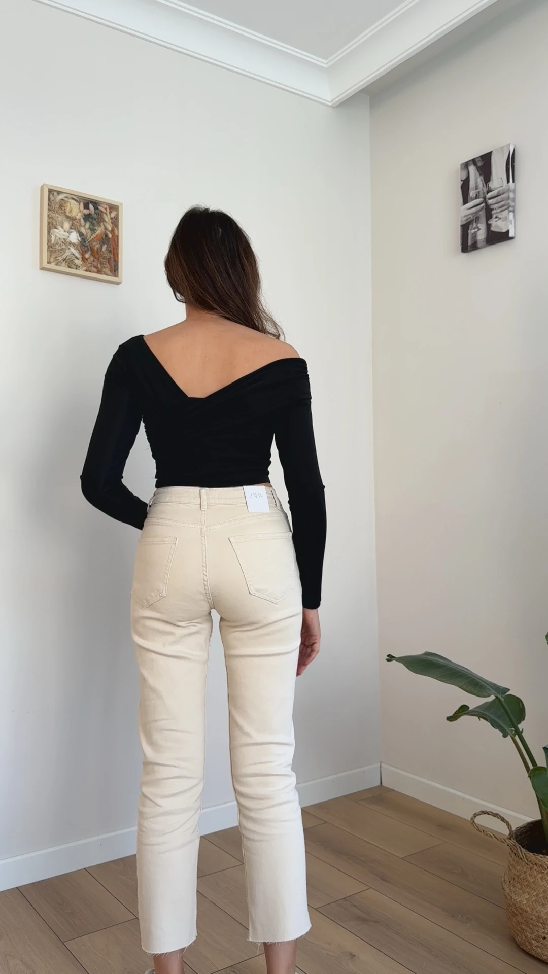 Omuz Dekolteli Çapraz Yaka Bluz - Siyah