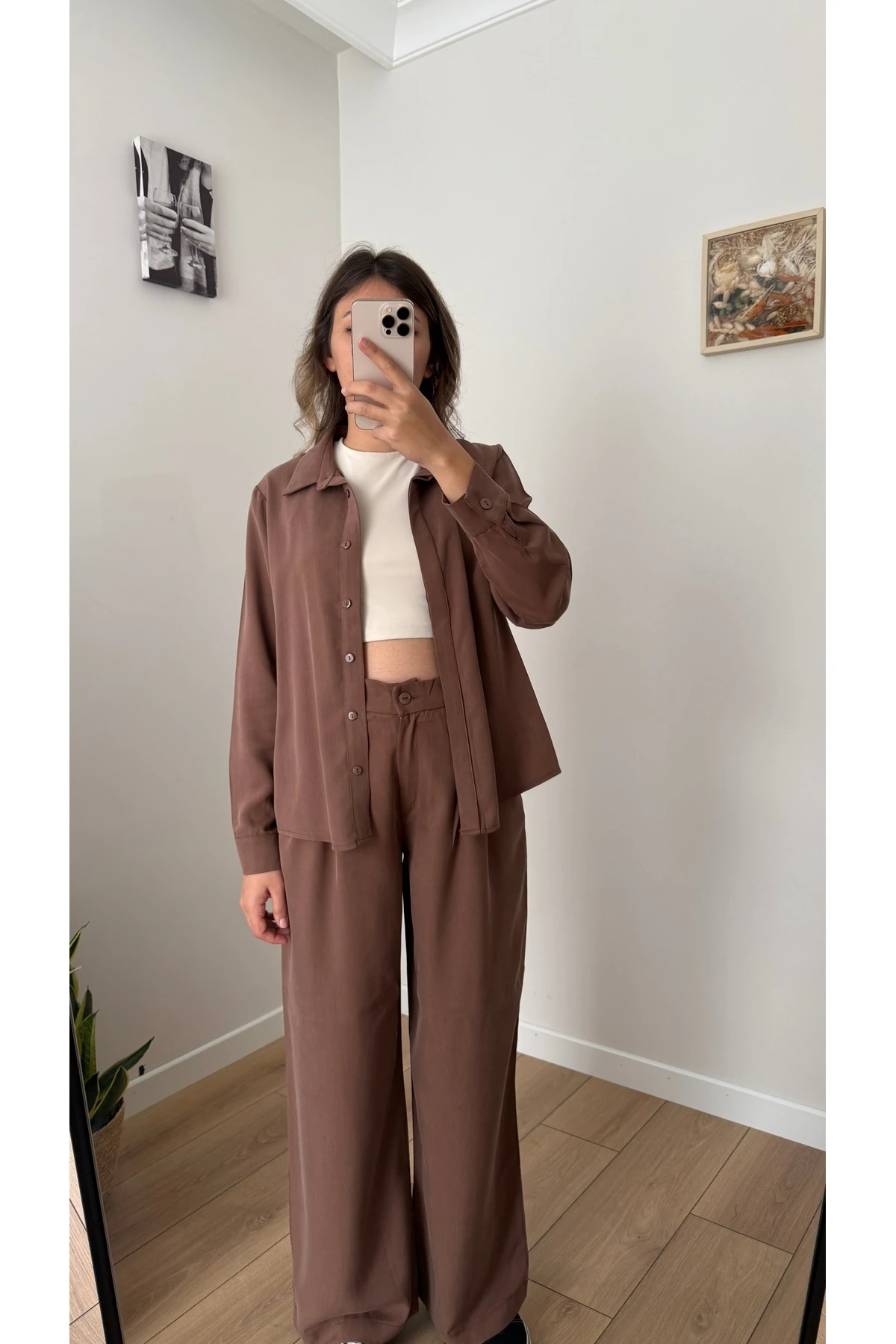 Gömlek Pantolon Takım - Kahverengi