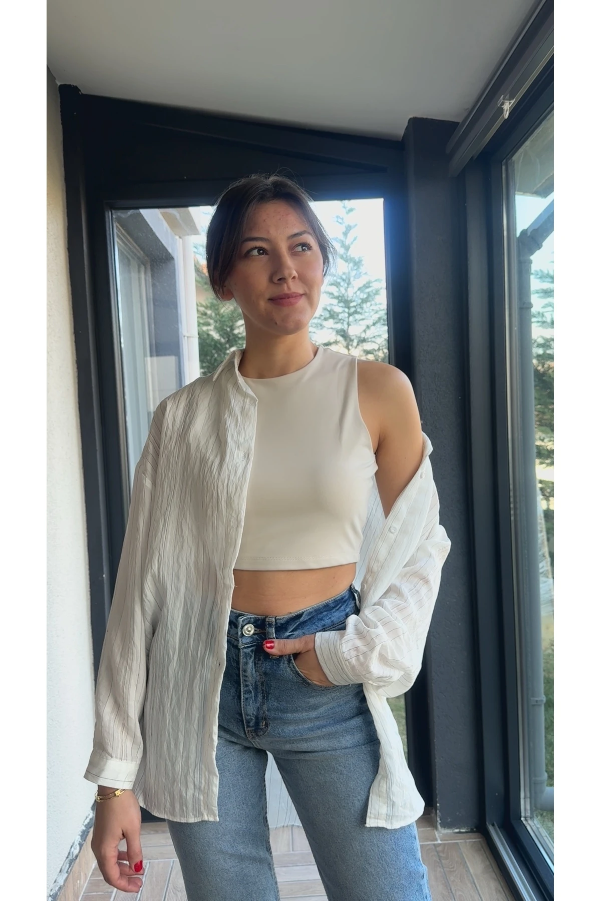 Çizgili Beyaz Gömlek