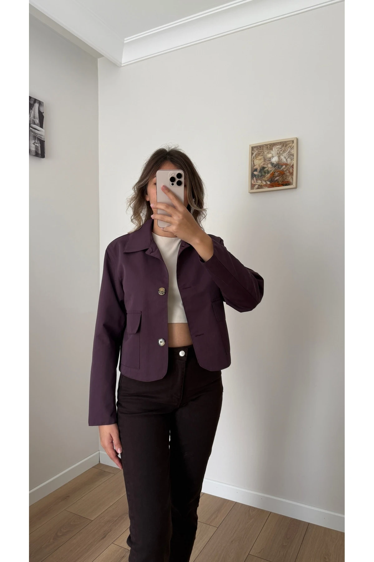 Gabardin Ceket - Mürdüm