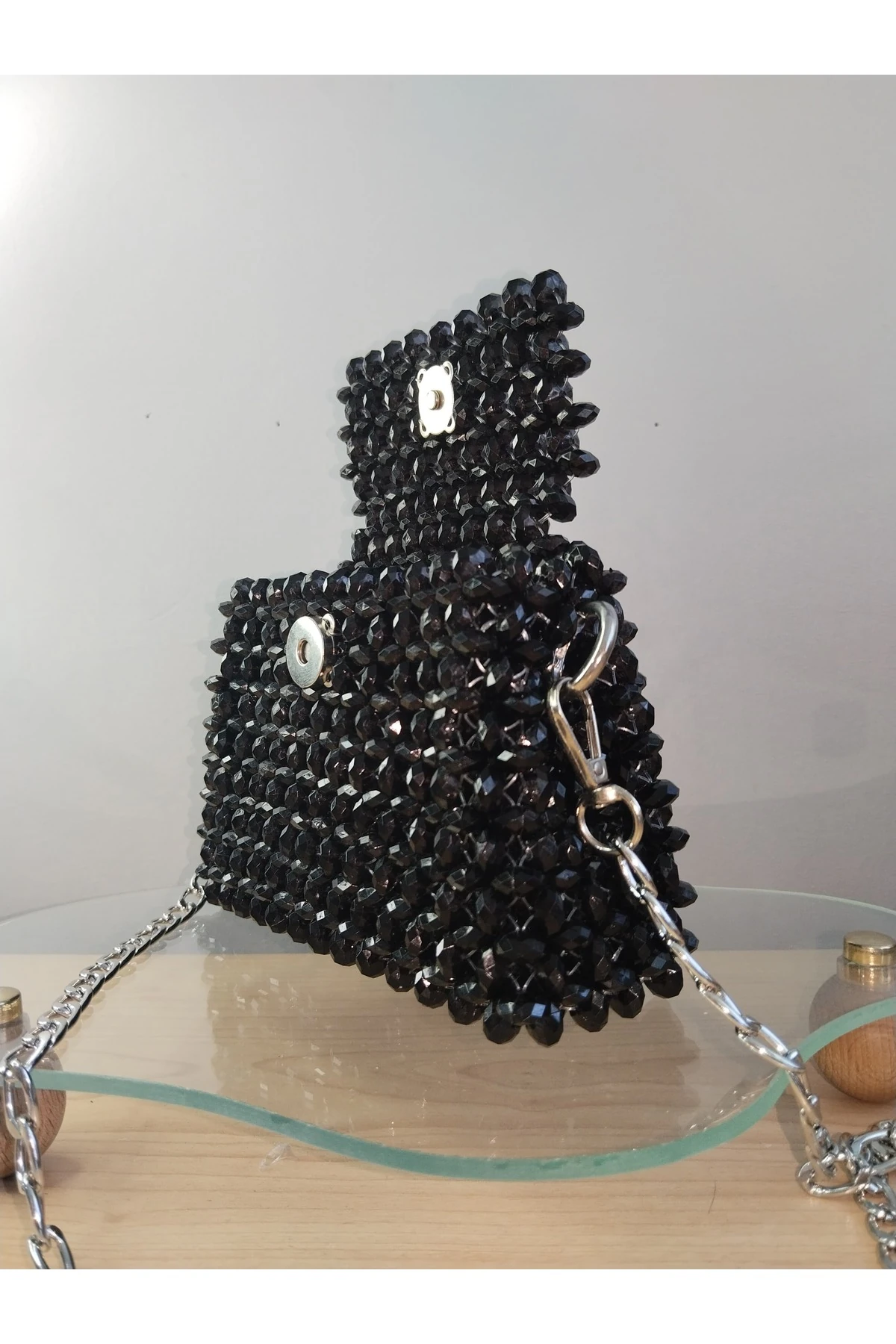 Siyah Akrilik Boncuk Çanta