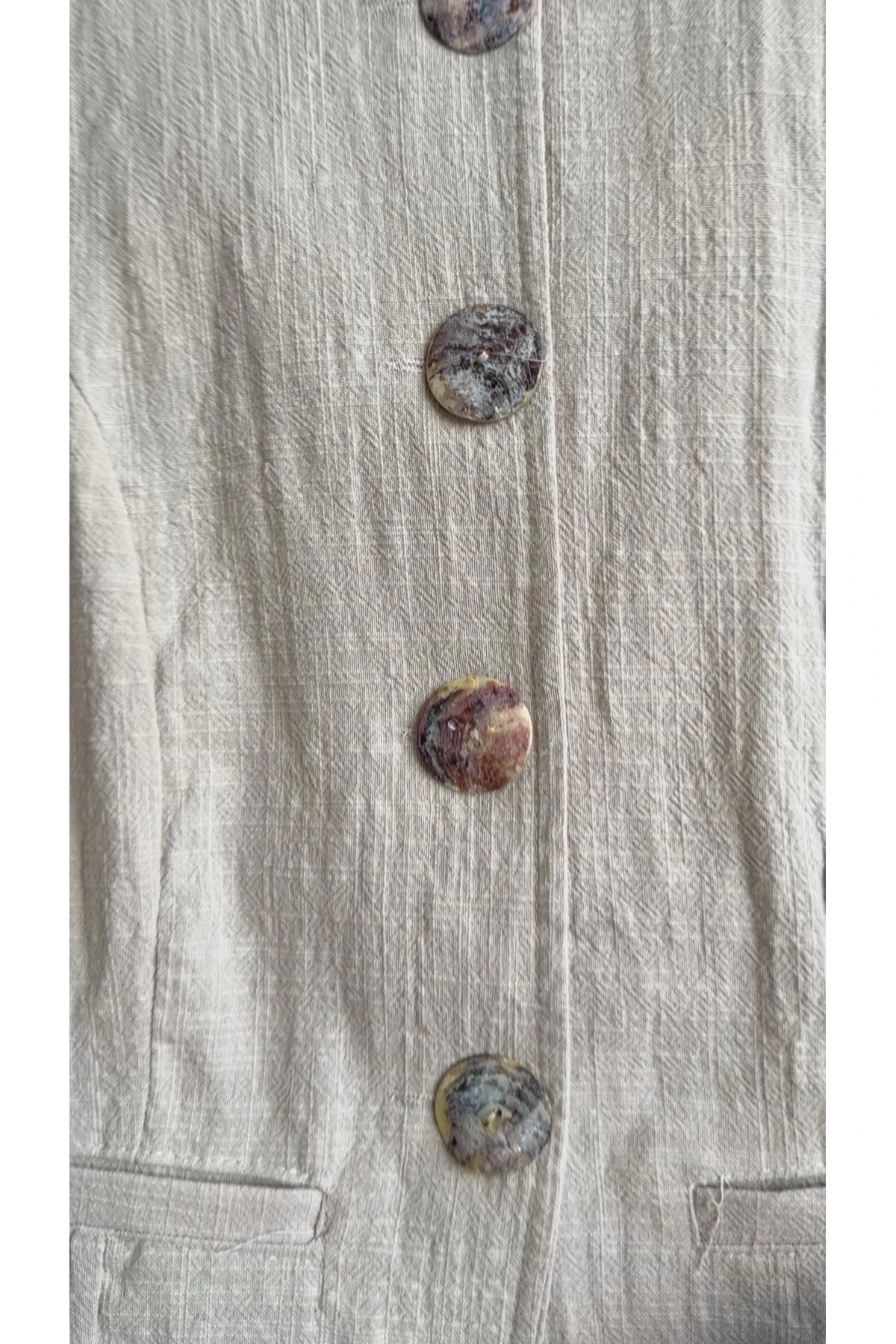 Keten Yelek & Şort Takım - Haki