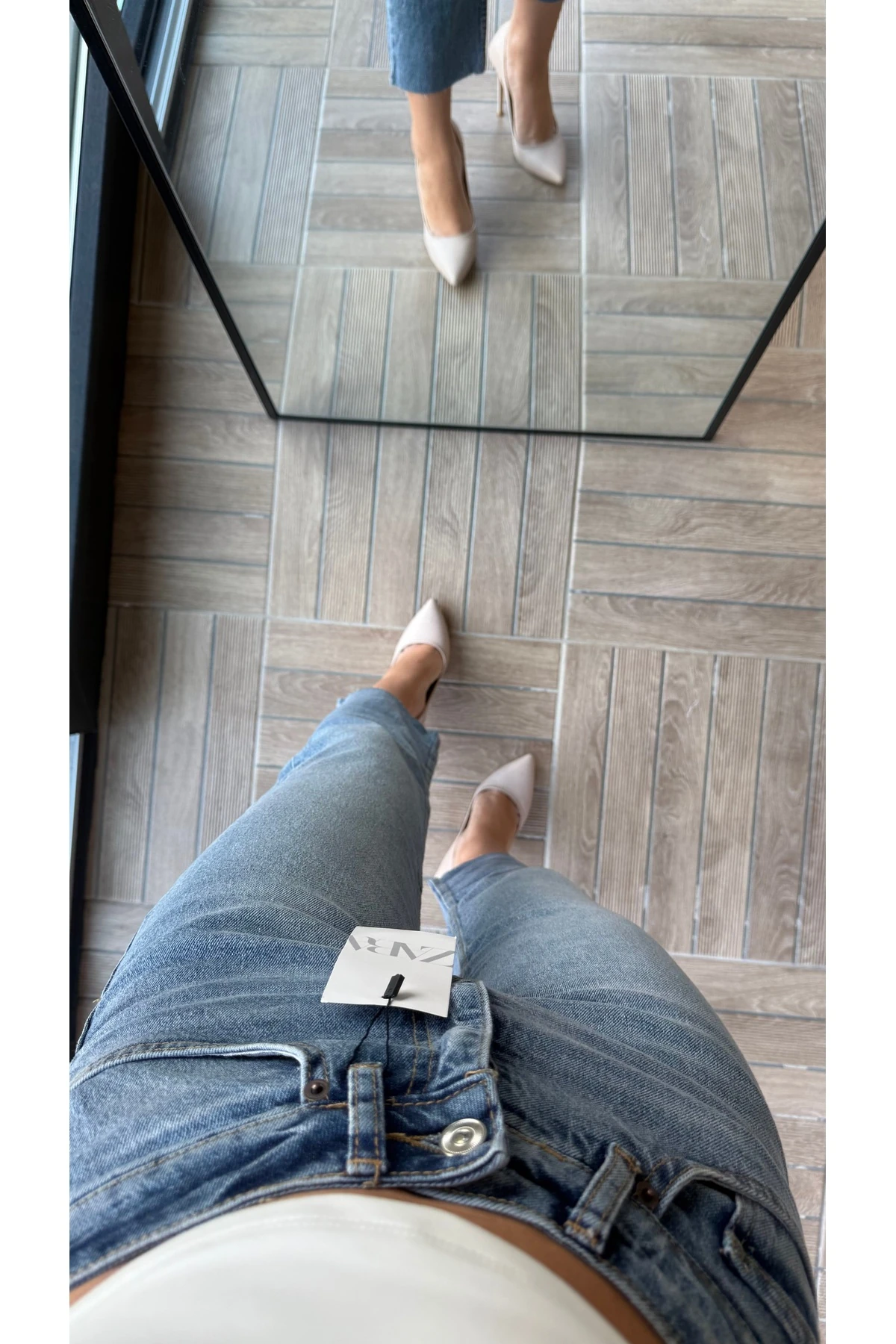 Yüksek Bel Kesik Paça Jean Pantolon - Açık Mavi