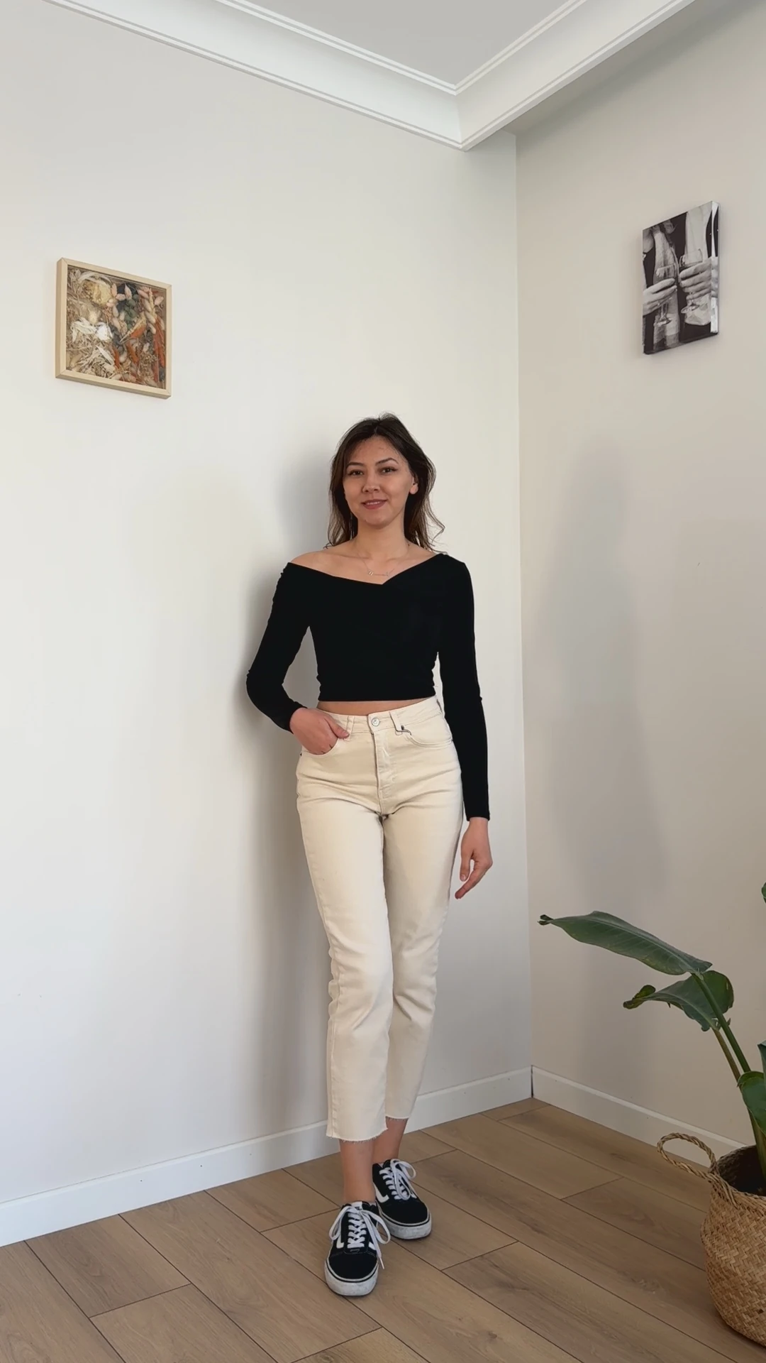 Omuz Dekolteli Çapraz Yaka Bluz - Siyah