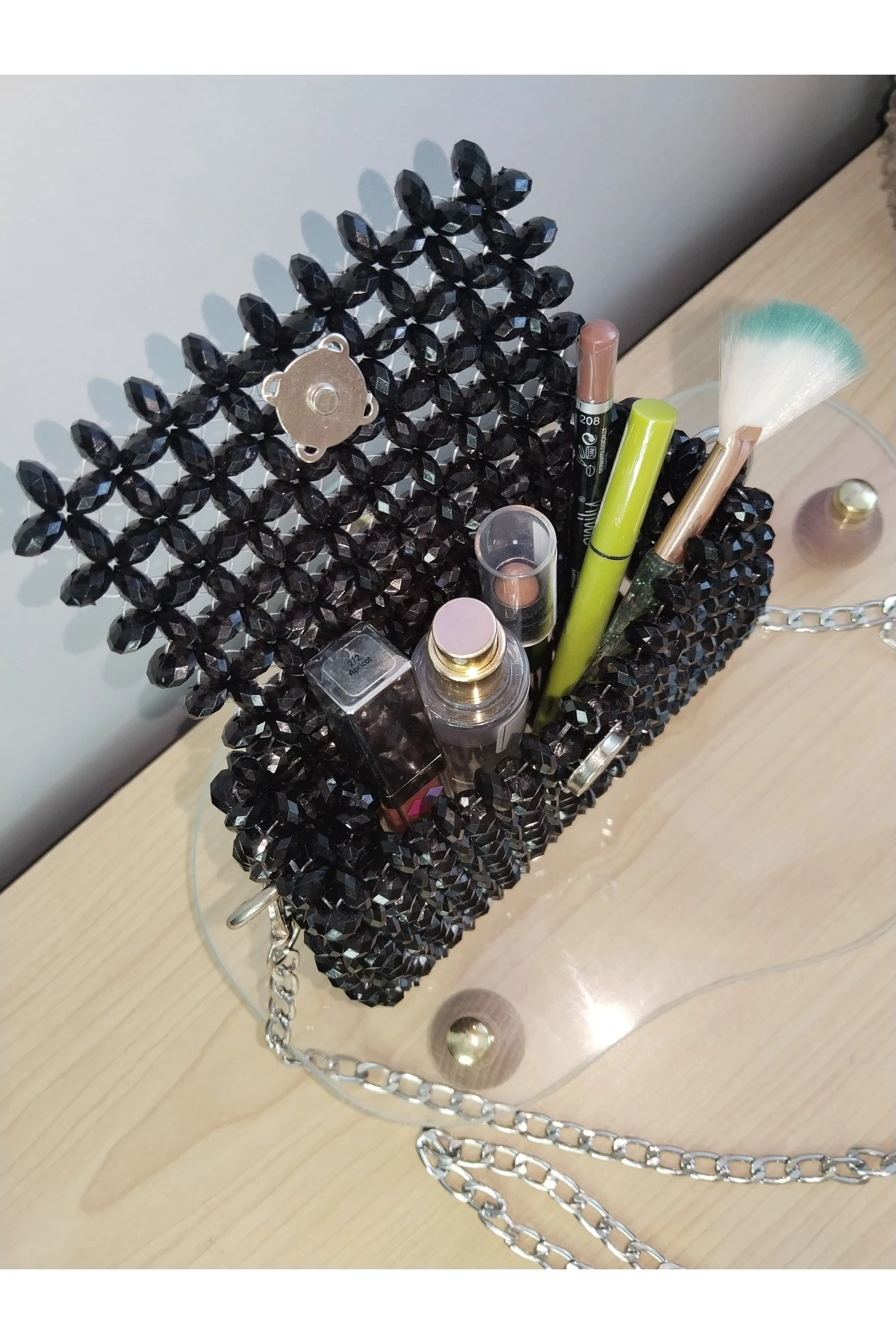 Siyah Akrilik Boncuk Çanta